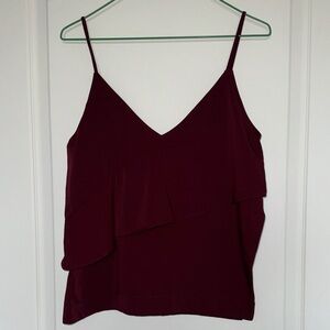 Burgundy Women's Cami top with Ruffle